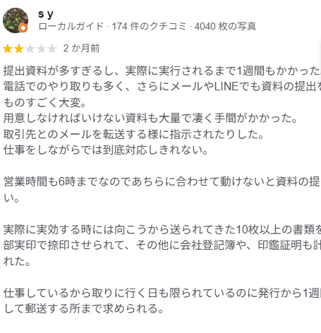 Googleマップの口コミ