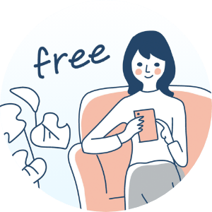 ソファでくつろぐ女性のイラスト