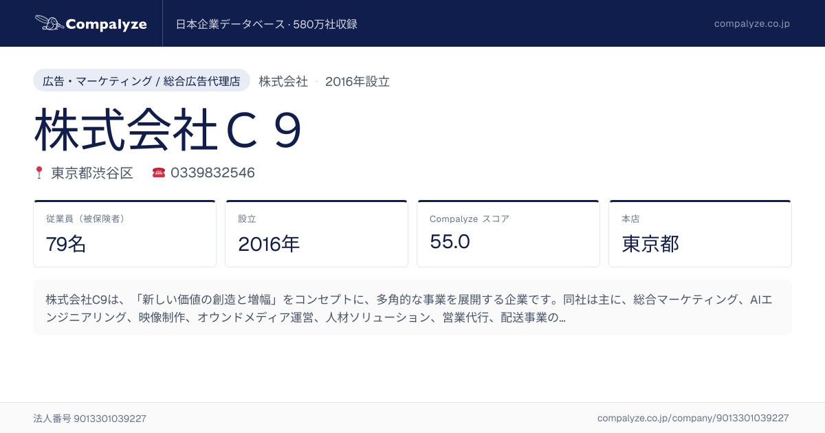 株式会社c9　会社概要